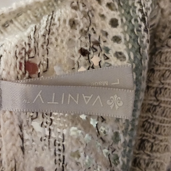 Vanity Green and Cream Lace-Trim Cardigan - Picture 3 of 4